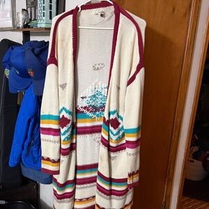 Billabong Cream and Burgundy Women's Cardigan
